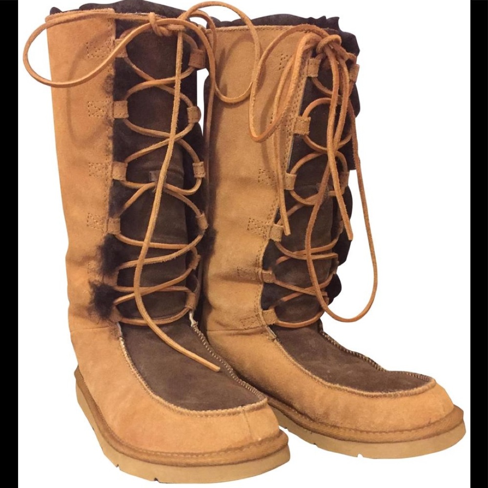 Authentic, lace-up Ugg boots. Size 7.